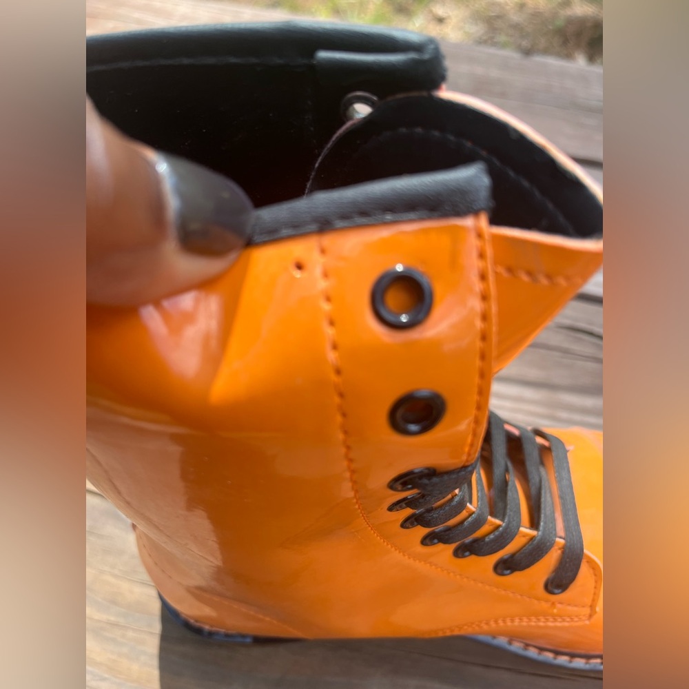 Beverly Hills Polo Club Orange Lace Up Women's Boots ***FLAWED*** Size 9 - Picture 11 of 11